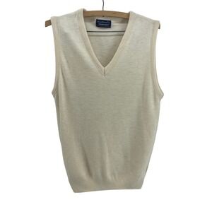 Vintage Arrow Sportswear Tournament V Neck Sweater Vest Cream L Acrylic